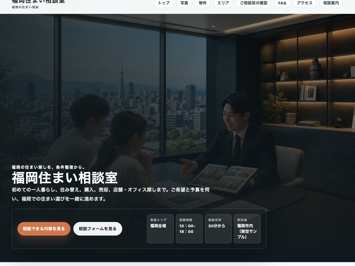 不動産向けサンプルサイトの画面